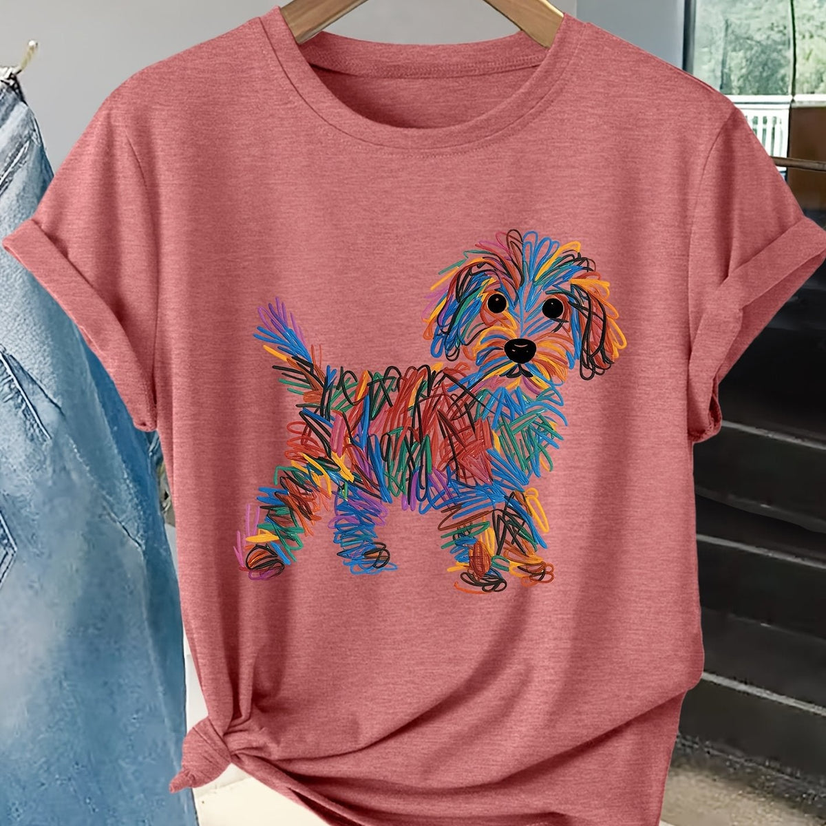 Bella | Colourful Dog Print Tee