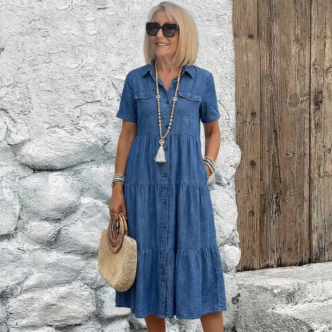 Eliza| Button-Front Midi Dress