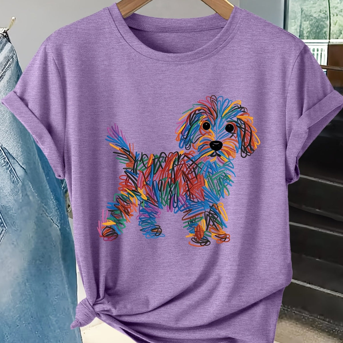 Bella | Colourful Dog Print Tee