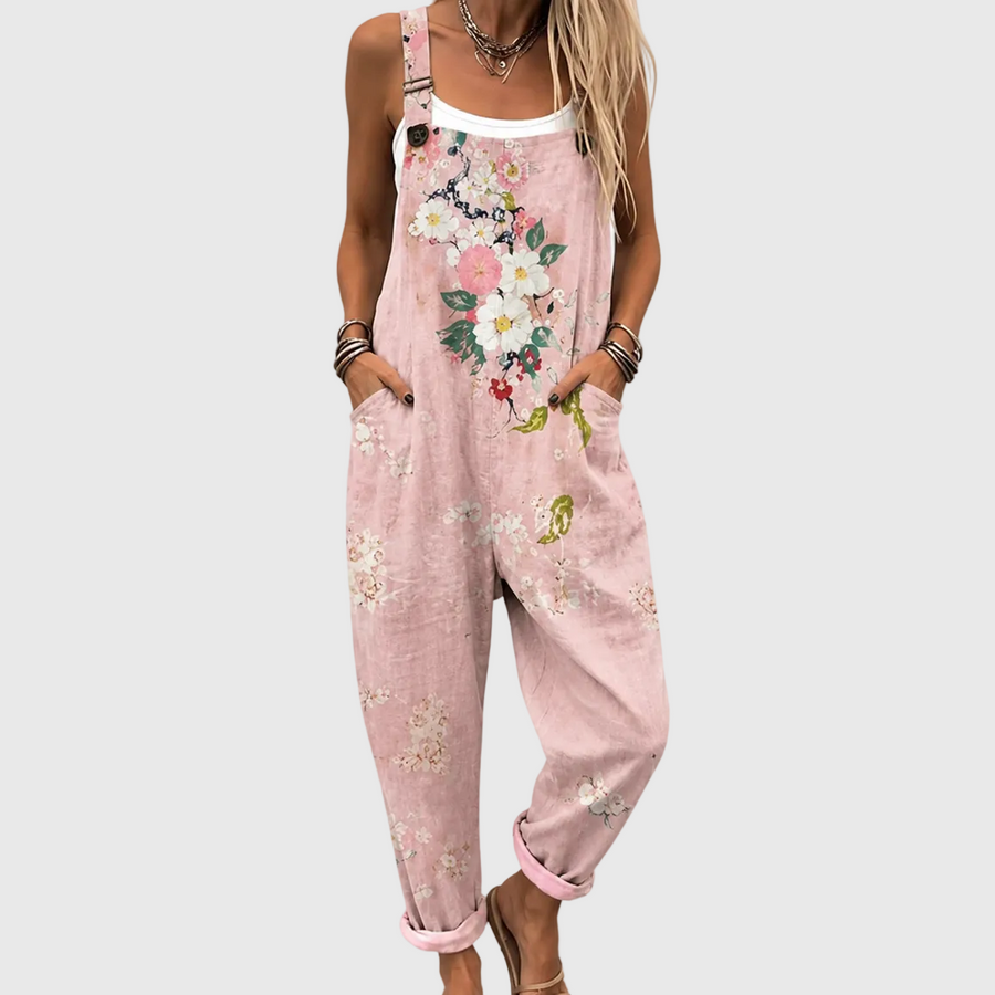 Charly | Pink Floral Overalls