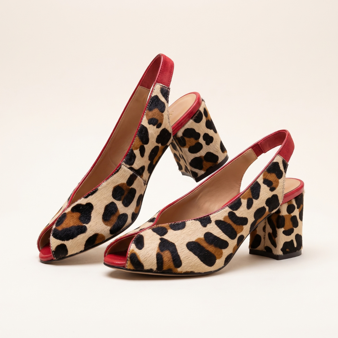 Grace | Leopard Print Heeled Slingbacks with Pointed Toe