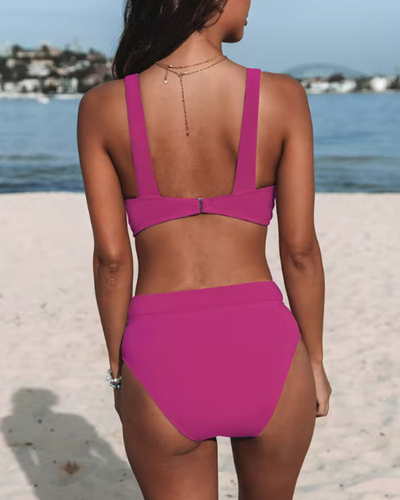 Hilde - Plain High-Waisted Swimsuit