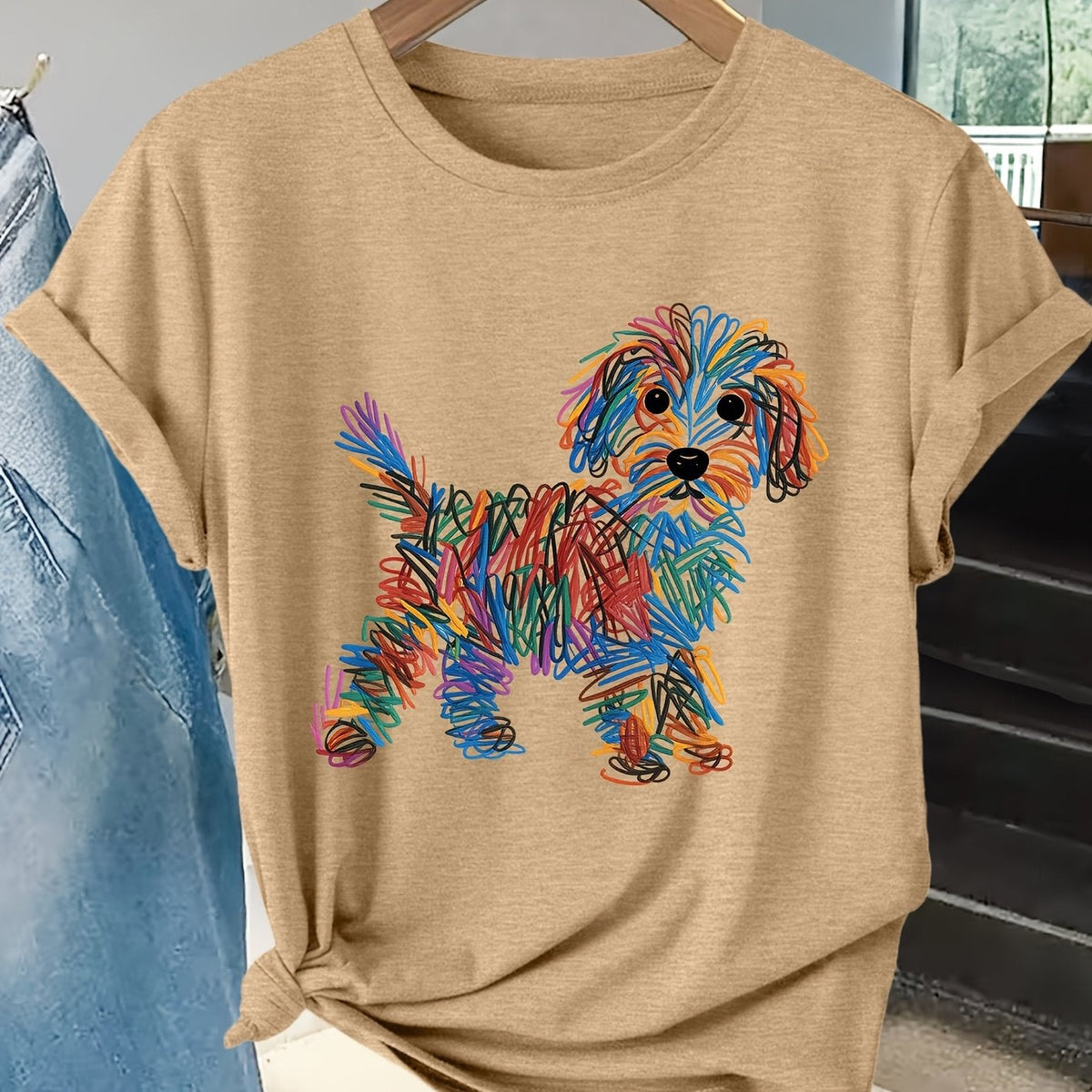 Bella | Colourful Dog Print Tee