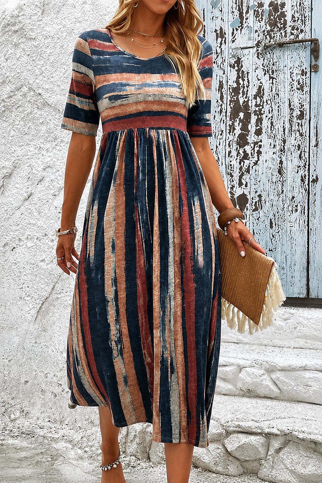Marloes™ | Striped Flowing Midi Dress