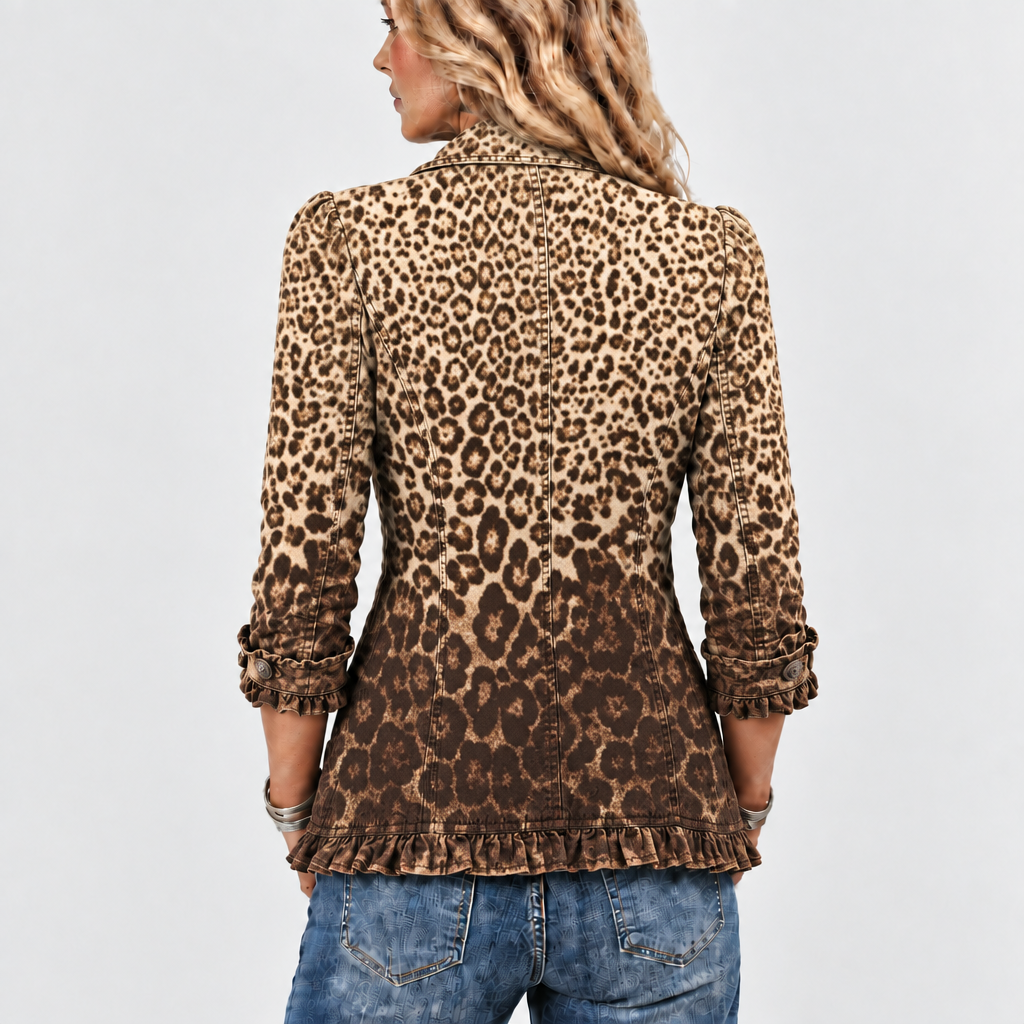 Navara™ - Ruffled Leopard Print Jacket