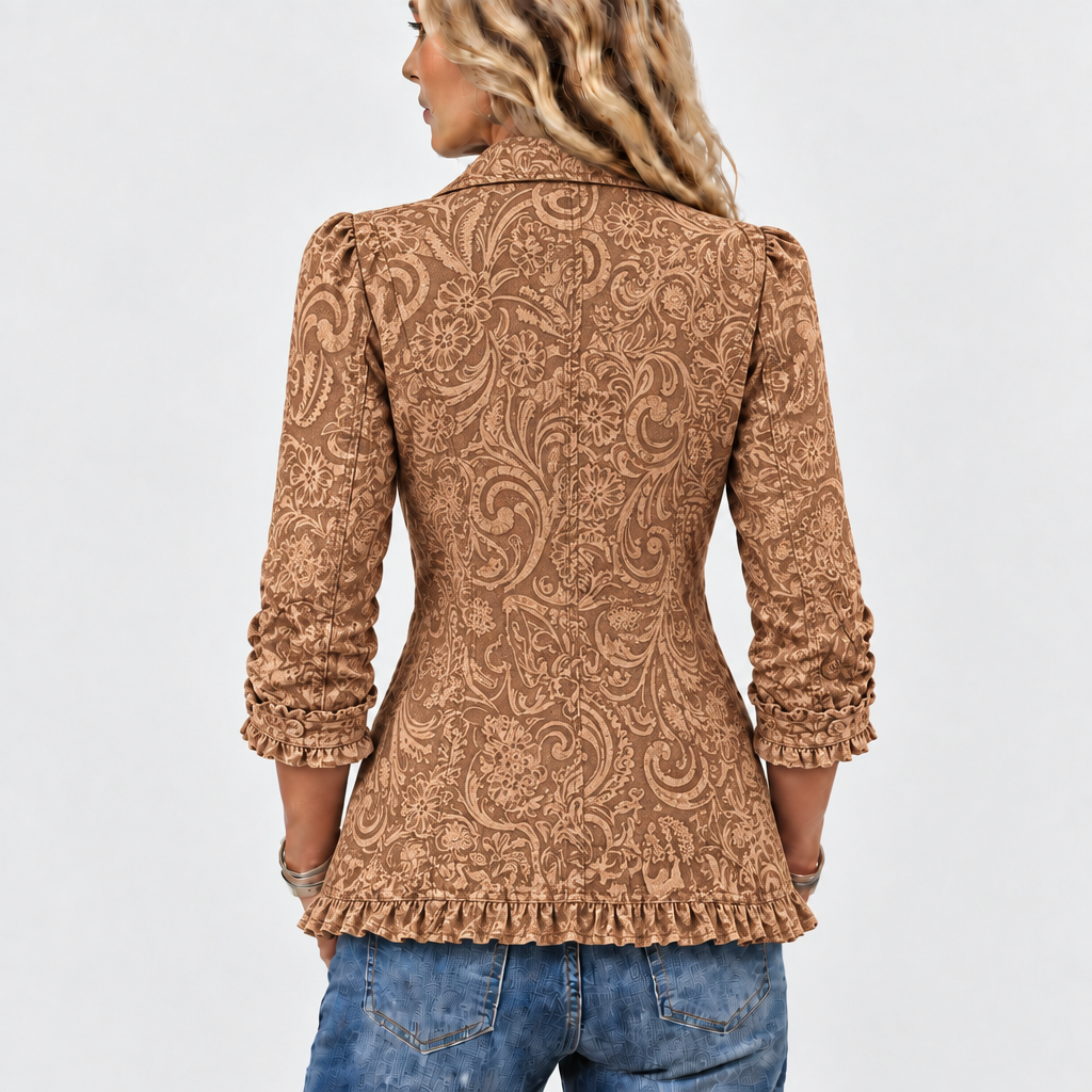 Vyclara™ - Retro Bohemian Floral Ruffled Jacket