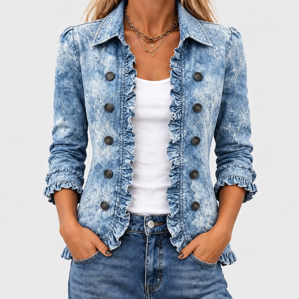 Jemison™ - Vintage Botanical Print Ruffle Jacket