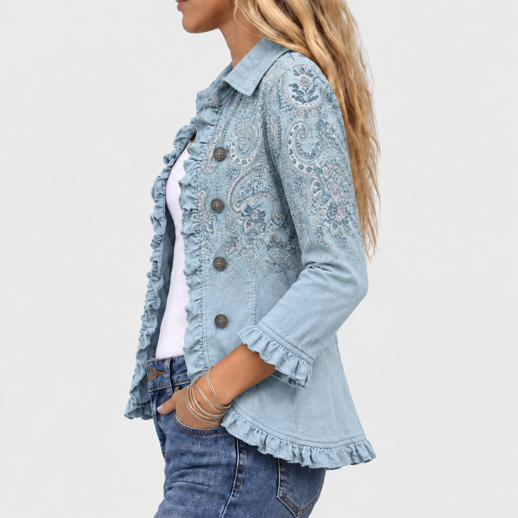 Estrella™ - Retro Paisley Ruffled Jacket