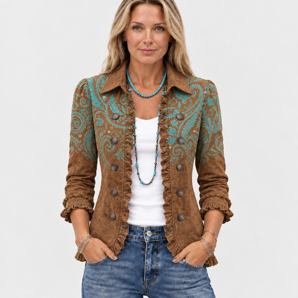 Goldenridge™ - Paisley Print Ruffled Jacket