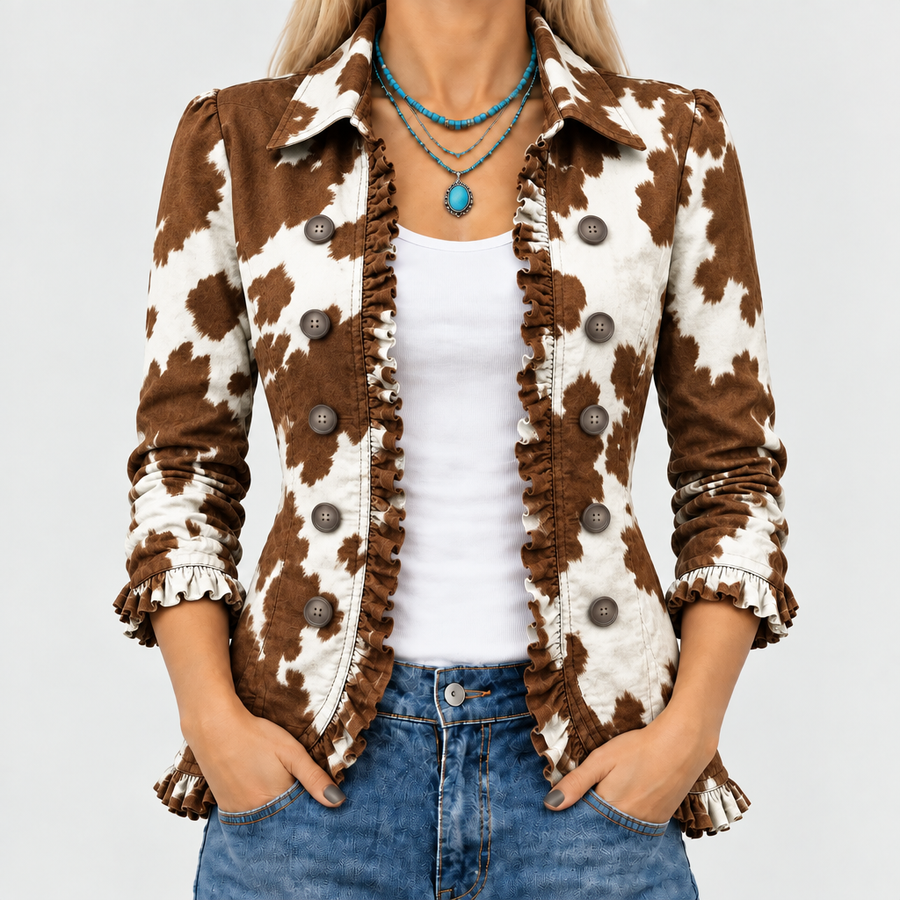 Holliday™ - Ruffled Cow-Print Jacket