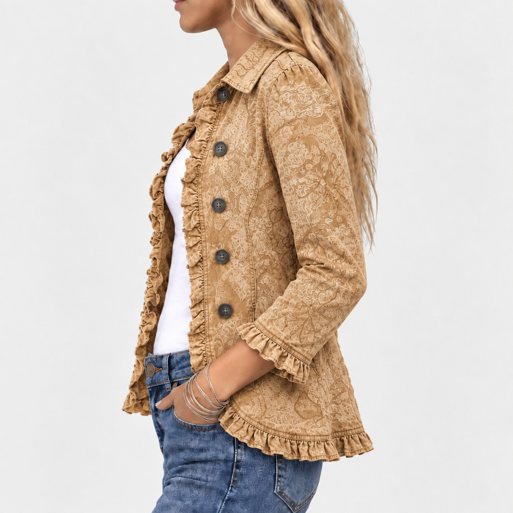 Crestelle™ - Ruffled Jacket with Western Pattern Print
