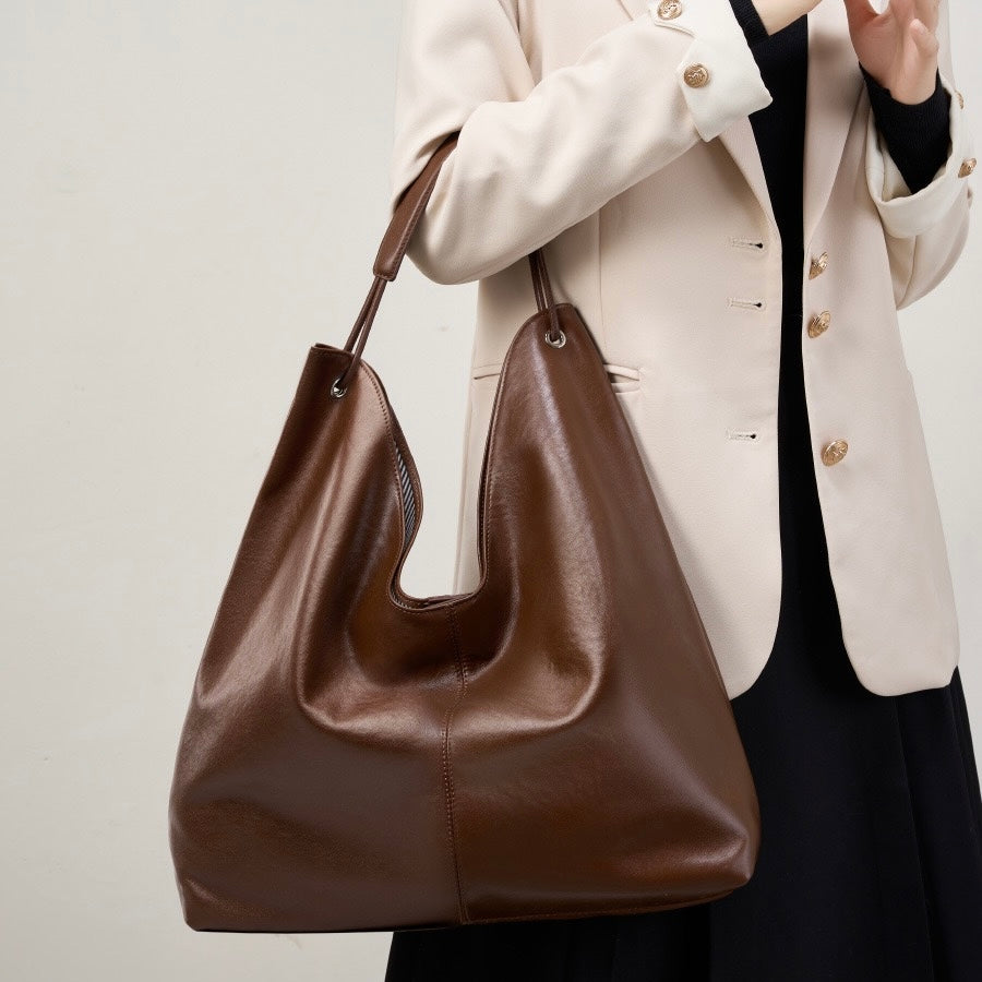 Novia™ Minimalist Leather Tote Bag - Clean Everyday Essential Style
