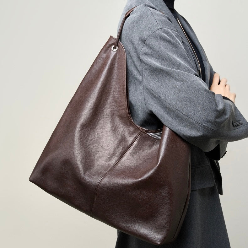 Novia™ Minimalist Leather Tote Bag - Clean Everyday Essential Style