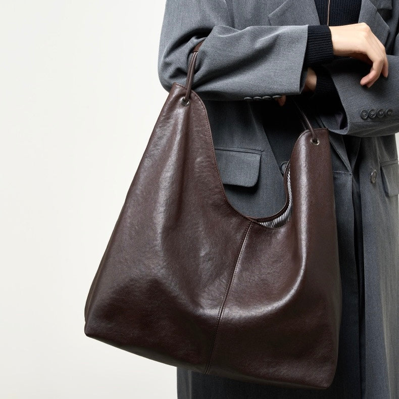Novia™ Minimalist Leather Tote Bag - Clean Everyday Essential Style