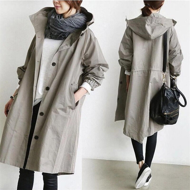 Maria | Elegant waterproof trench coat with hood