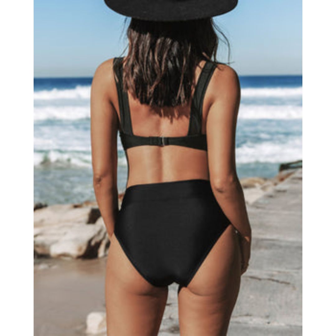 Hilde | Plain High-Waisted Swimsuit