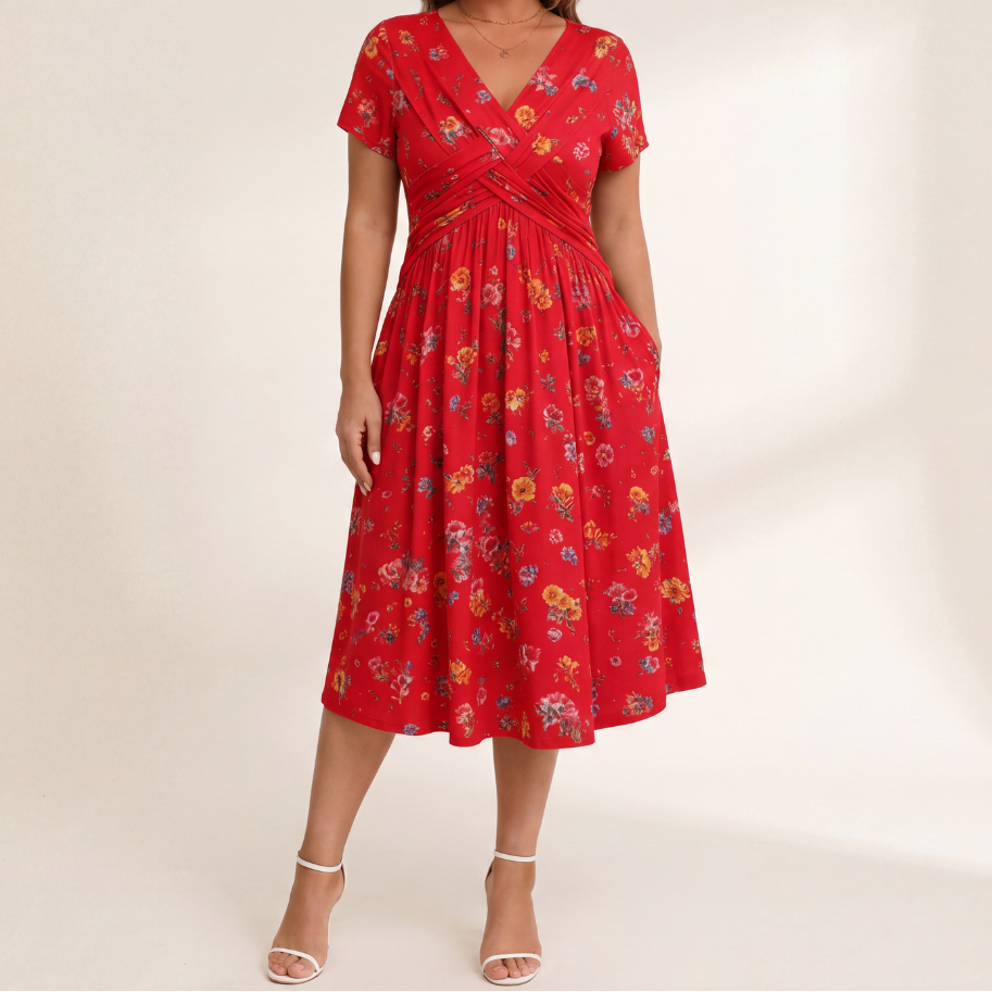 Theresa | Floral Twist Waist Dress