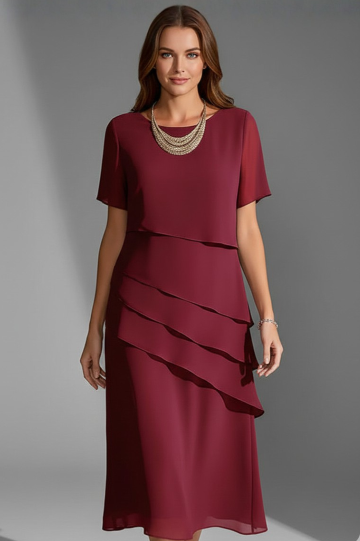 Evie | Short Sleeve Dress with Layered Front