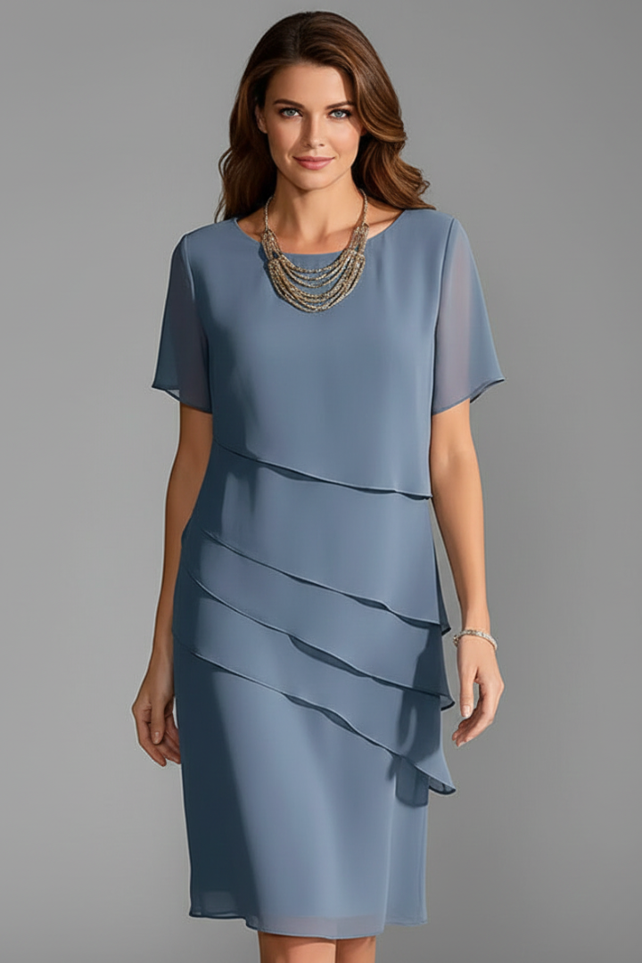 Evie | Short Sleeve Dress with Layered Front