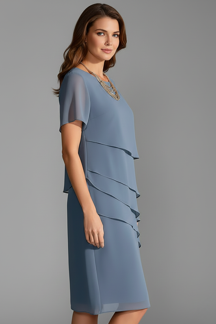 Evie | Short Sleeve Dress with Layered Front