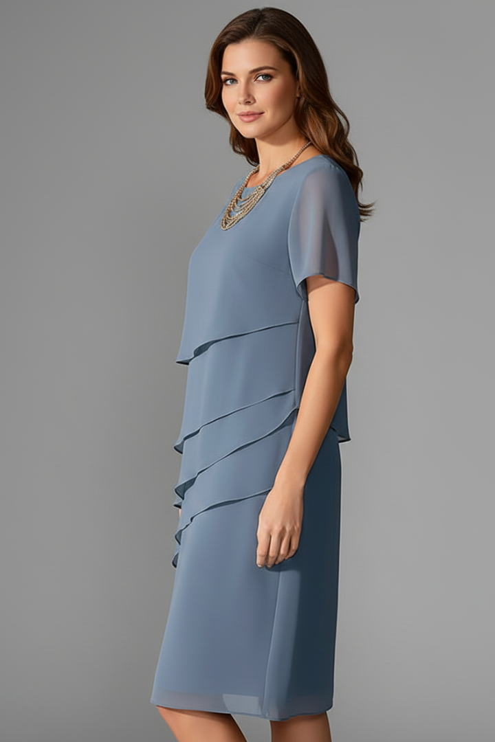 Evie | Short Sleeve Dress with Layered Front