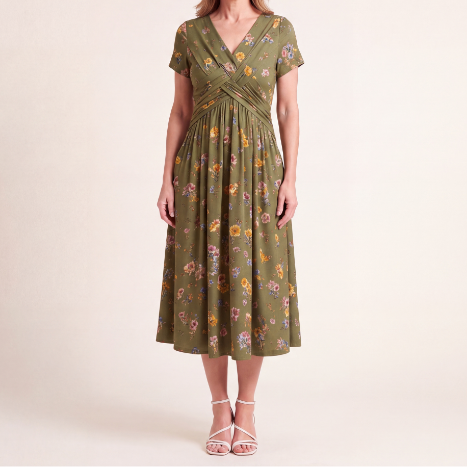 Theresa | Floral Twist Waist Dress
