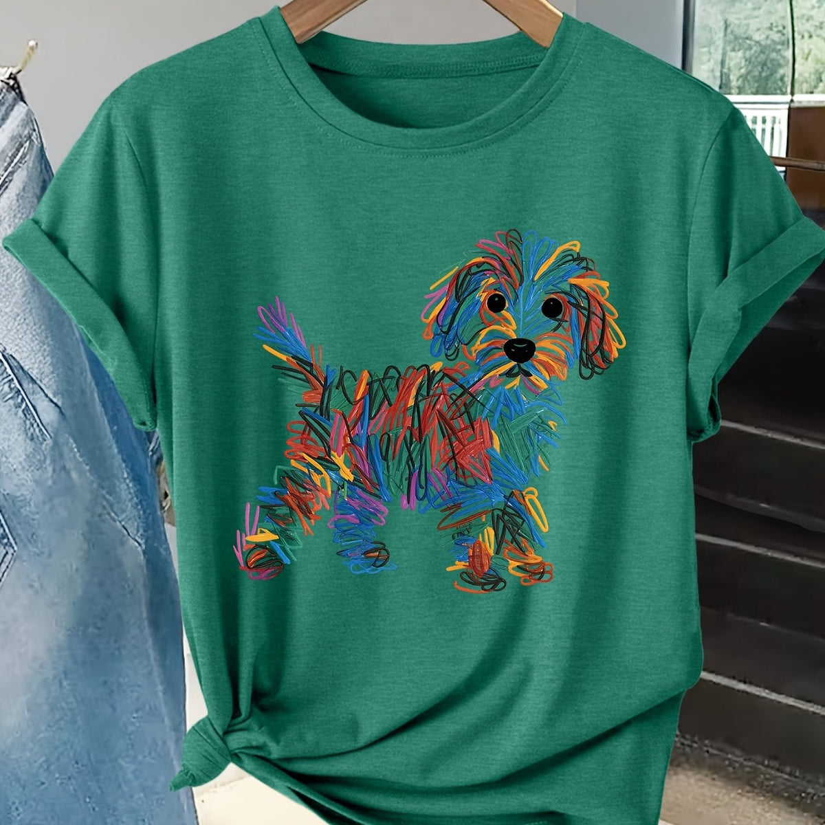 Bella | Colourful Dog Print Tee