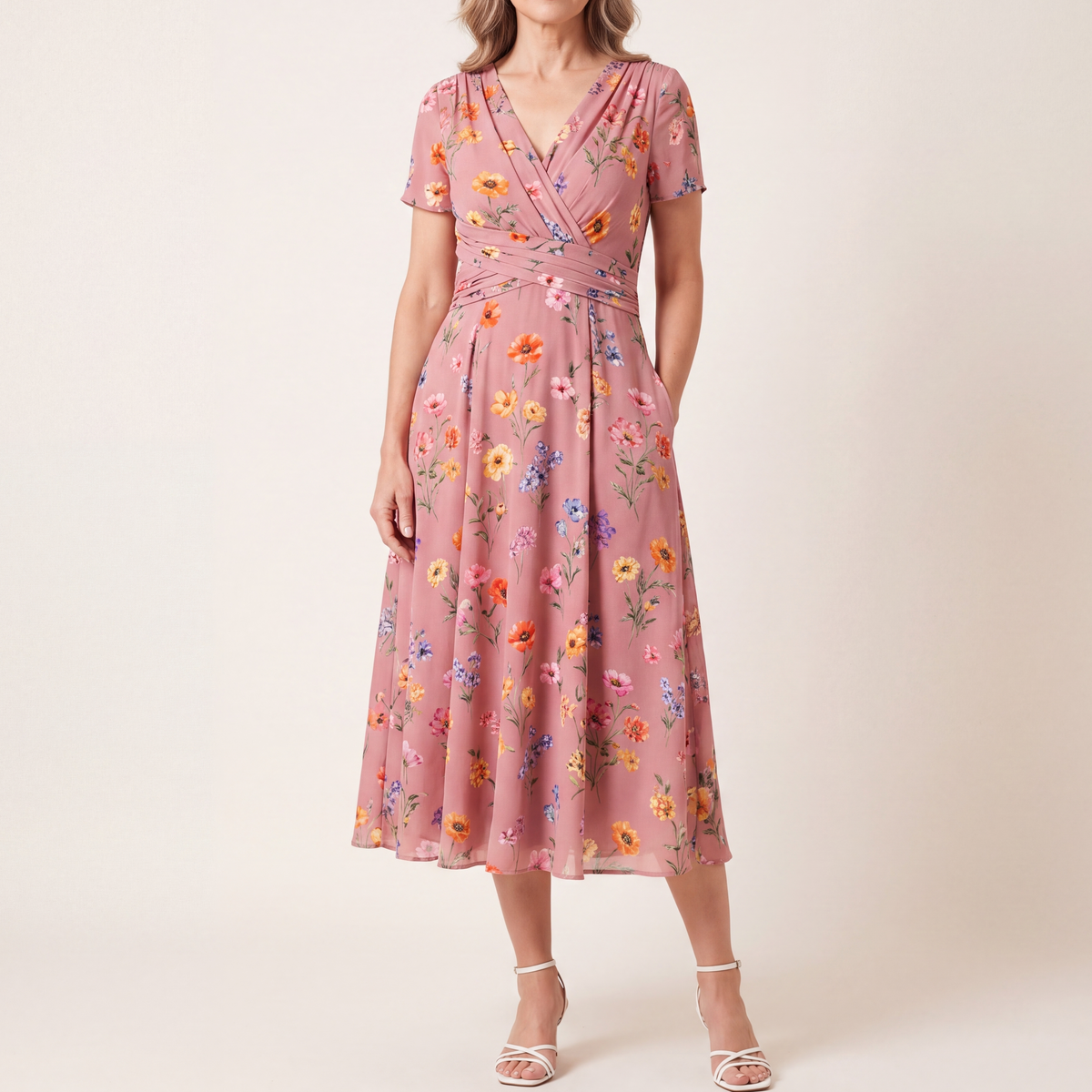 Theresa | Floral Twist Waist Dress