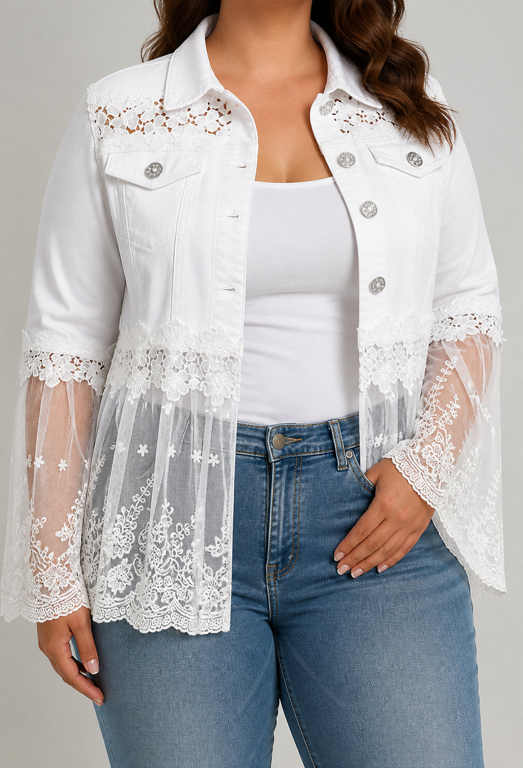 Melody | Jacket with Lace and Sheer Hem